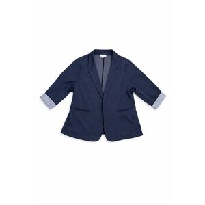 Skies Are Blue Curvy Asa Knit Blazer Womens 2X Blue Cuffed Sleeves Open Office